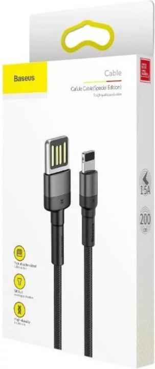 Produktbild Baseus Cafule Cablespecial editionUSB For iP 1.5A 2M Grey+Black (2 m)