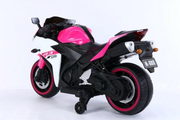 Actual product image Es-toys Elektro Kindermotorrad 888 – 12V 4,5A Akku – mit Stützräder, Musik und Lichter -Pink (12 V)