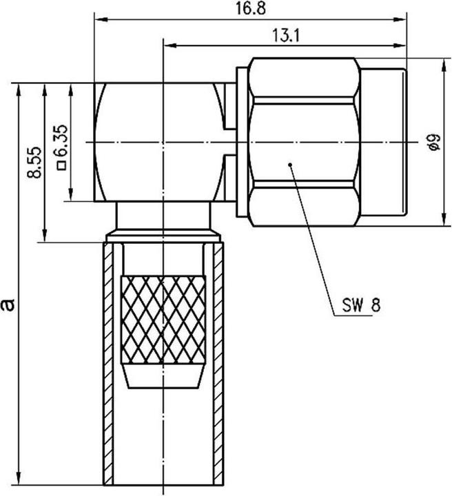 Actual product image Telegärtner SMA right-angle connector cr AU G1 RG58C/U J01150A0091Z