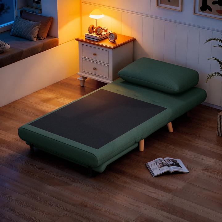 Produktbild Homcom Schlafsessel Polyester, Buchenholz Dunkelgrün