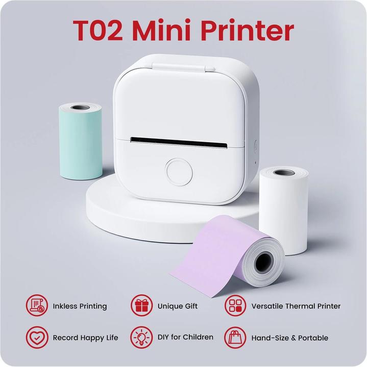 Image du produit Phomemo T02 Imprimante thermique Bluetooth standard Rose (Bluetooth)