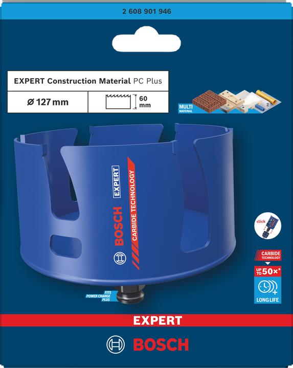 Produktbild Bosch Professional Zubehör Bosch Blau Zubehör 2608901946 EXPERT Power-Change Lochsäge 127mm (127 Millimeter)