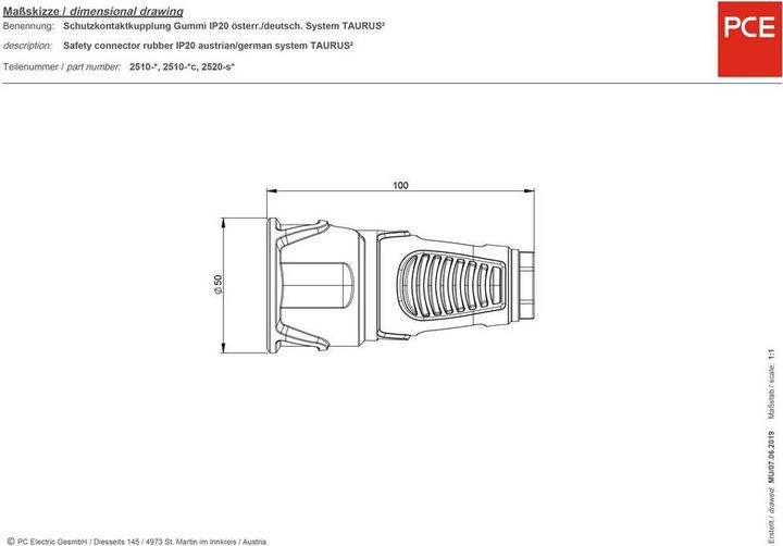 Produktbild PCE Schutzkontaktkupplung TAURUS2 - Gummi