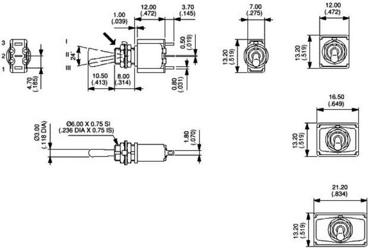 Produktbild APEM Hebelschalter 250 V/AC 3 A