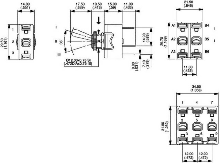Actual product image APEM Lever switch for high current 250 V/AC