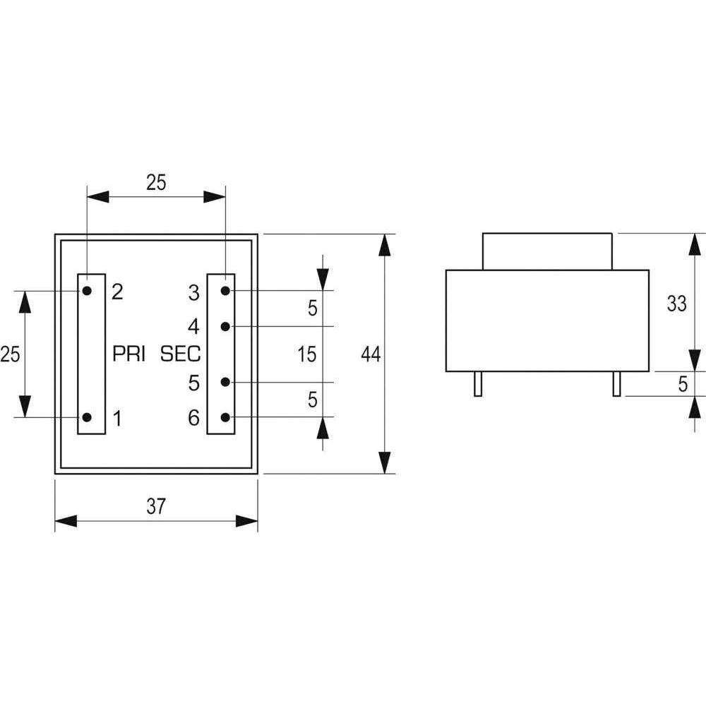 Thumbnail - Block EI 42/14.8 Printtransformator VC 5 VA, Transformator