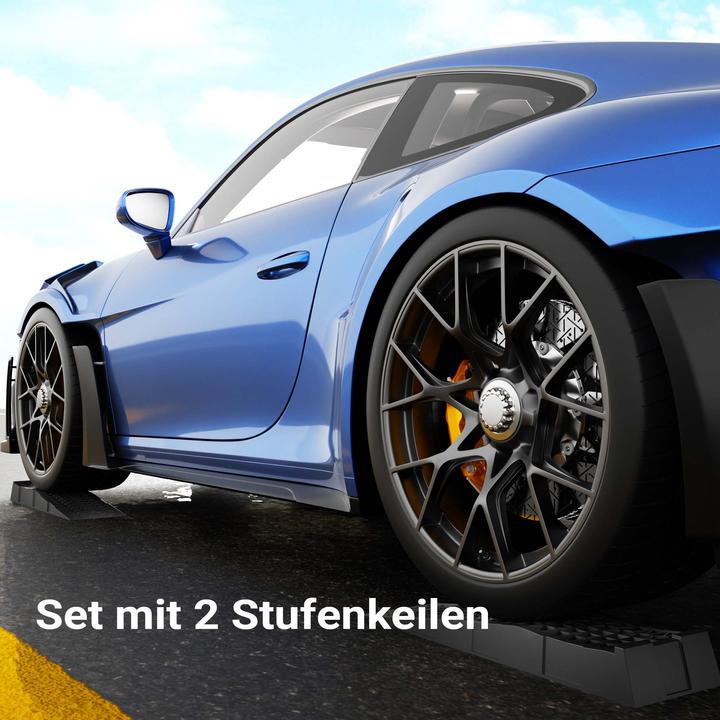 Actual product image Wiltec Auffahrrampe 2er Set 5t Traglast Autorampen PP Unterlegkeile 70x20x7,8cm