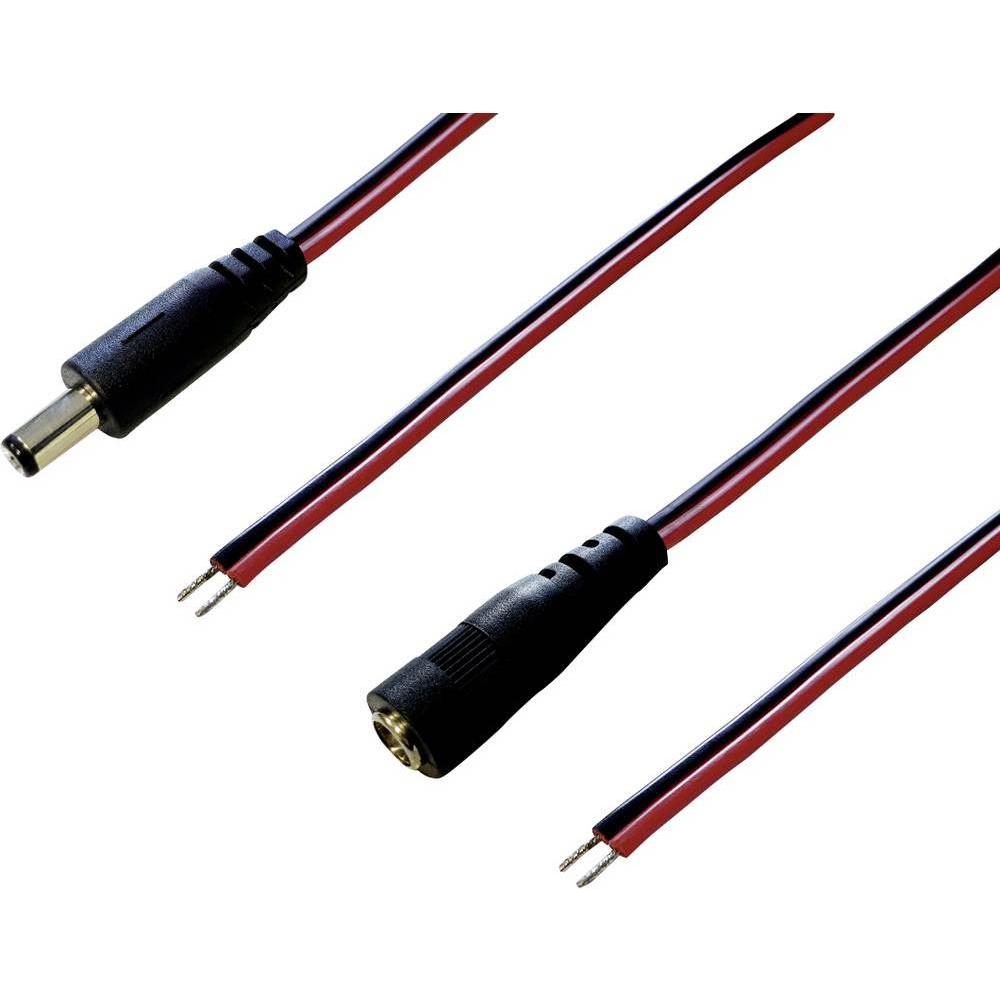 BKL Electronic Niedervolt-Anschlusskabel, Elektronikkabel + Stecker, Rot, Schwarz
