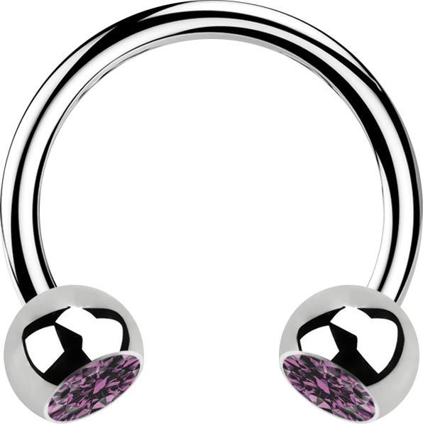 Immagine prodotto Star Piercing Micro Circular Barbell in argento con due sfere di cristallo viola chiaro (senza ottone, Acciaio chirurgico 316L)