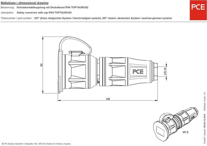 Actual product image PCE Protective contact coupling TopTaurus2 series