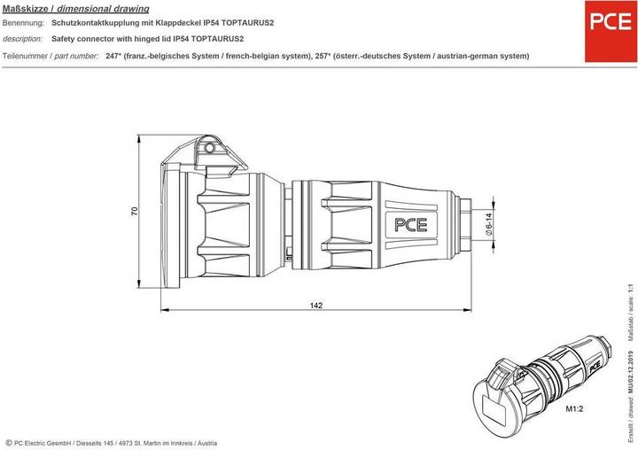 Actual product image PCE Protective contact coupling TopTaurus2 series