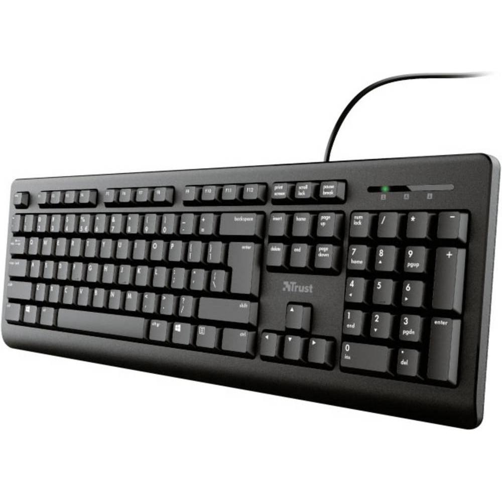 Trust Tastatur (DE, Kabelgebunden), Tastatur, Schwarz