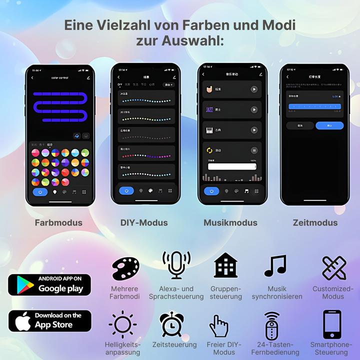 Image du produit Hermex Néon 3m Bande LED flexible néon multicolore RGB (RGBIC, 300 cm, Intérieur)