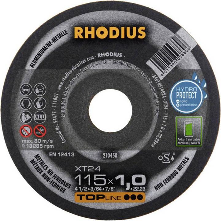 Actual product image Rhodius XT24 cut-off wheel 115 x 1.0 x 22.23 mm