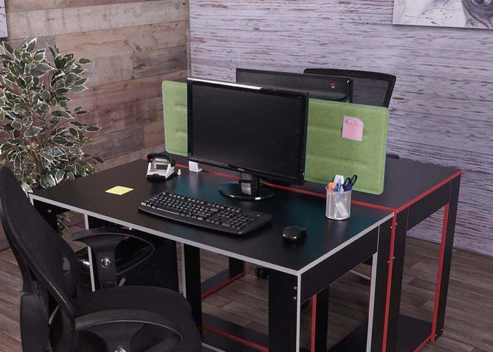 Actual product image Mendler Table partition HWC-G76, pin board, sound insulation fabric/textile with embossing, 100x30cm green (100 x 30 cm)
