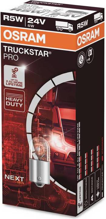 Actual product image Osram TRUCKSTAR PRO R5W, halogen signal lamp, 24V truck lamp, folding box (10 lamps) (R5W)