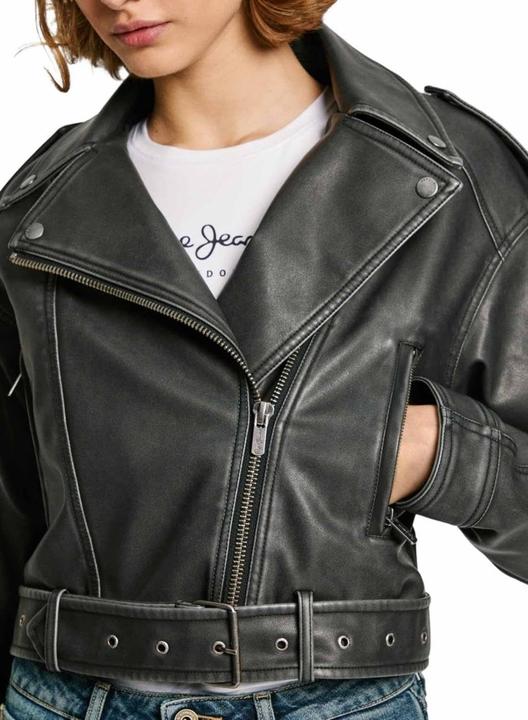 Image du produit Pepe Jeans Amalia Pull Femme, Col Biker, Fermeture Éclair, Coupe Regular (XL)
