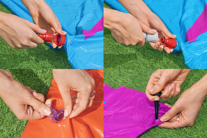 Immagine prodotto Bestway 2er-Wasserrutsche mit aufblasbaren Lama-Schwimmtieren (4.88 m)