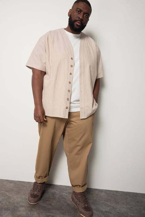 Immagine prodotto Sthuge Camicia con effetto lino, taglio oversize e squadrato e mezze maniche, fino alla tg. 8XL (L)