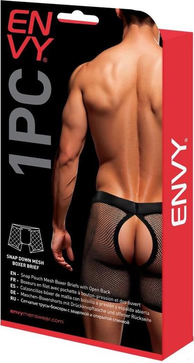 Actual product image Envy Xgen Snap Down Mesh Boxer Brief-Black/Red-S/M Waist 28" - 32" (S, M)