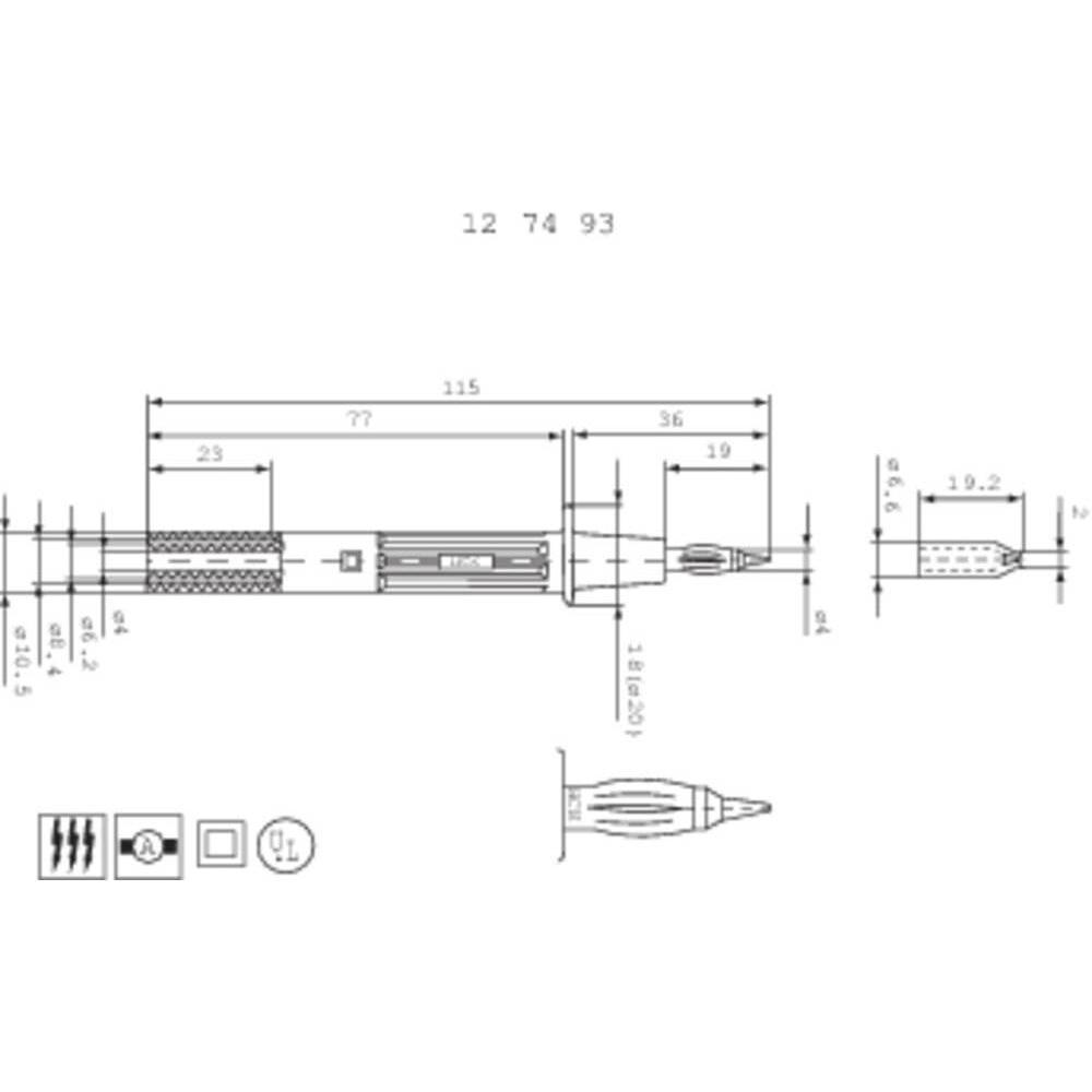 Stäubli Sicherheits-Prüfspitze PP-115/4 (Prüfspitze), Messtechnik, Schwarz