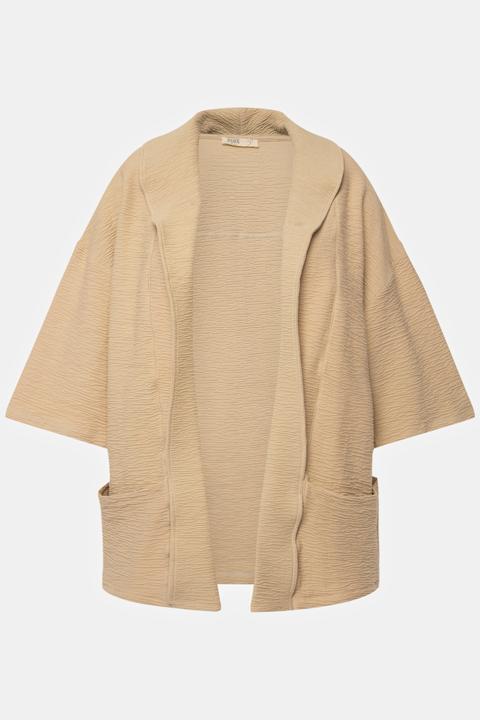 Produktbild Ulla Popken Sweat-Kimono, 3D-Struktur, Kragen, 3/4-Arm (60)