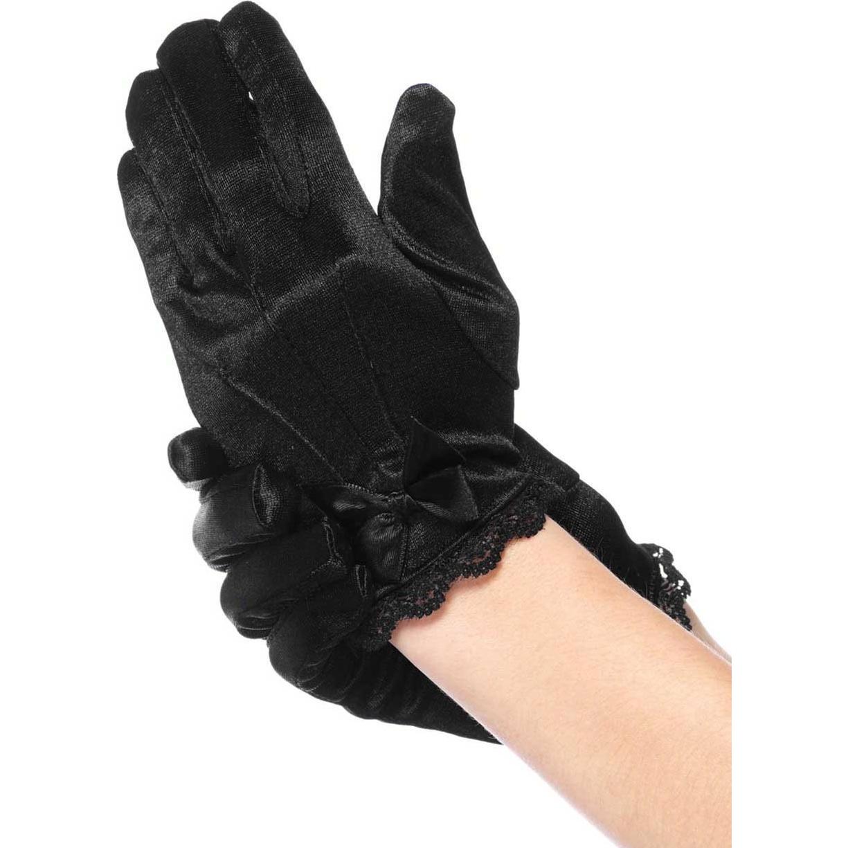 Leg Avenue Satin Handschuhe schwarz