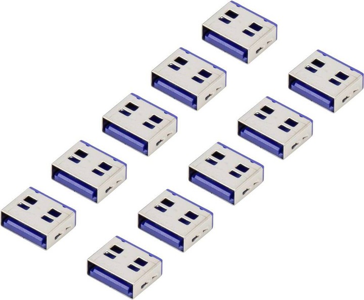 Actual product image Renkforce USB Port Lock RF-4695230 Set of 10 Silver-Blue RF-4695230
