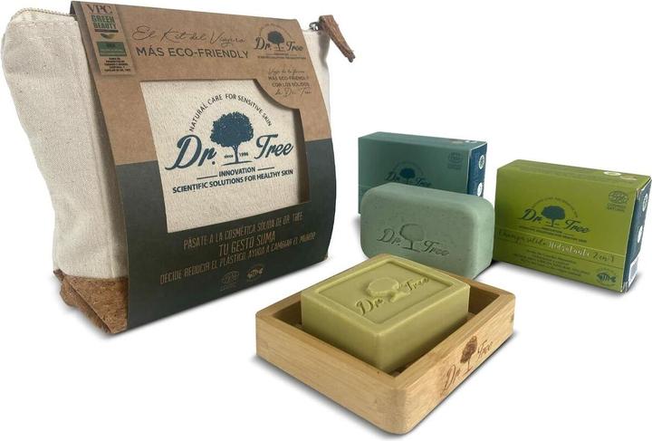 Actual product image Dr. Tree The Traveller's Kit Moisturizing Shampoo Peeling Shower Gel Bamboo Soap Dish Eco Toiletry B (Body care set)