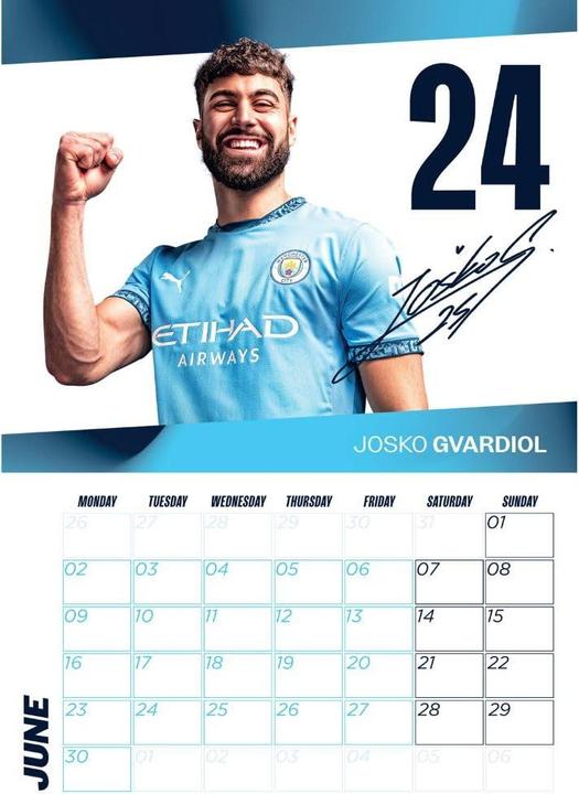 Actual product image Manchester City FC 2025 A3 Wall Calendar (A3)
