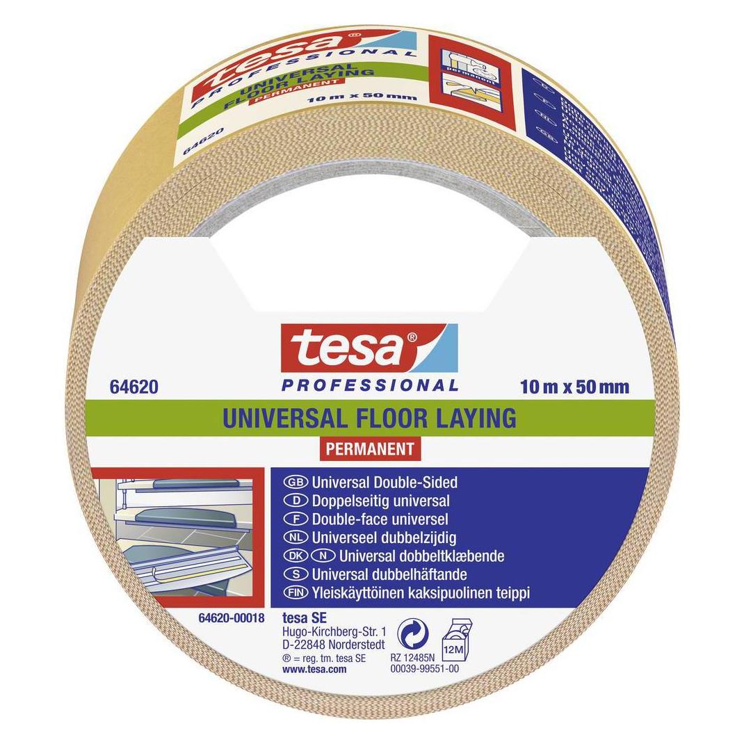 Tesa, Plakband, Pak 64620 - Universele Installatietape Voor Het Professioneel Bevestigen Van Tapijten (50 mm)