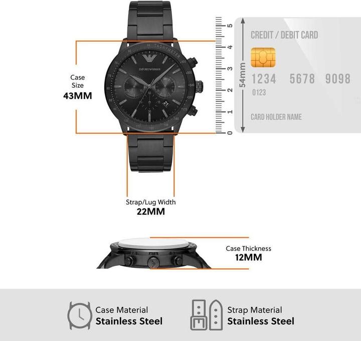 Image du produit Emporio Armani Mario (Chronographe, Horloge analogique, 43 mm)