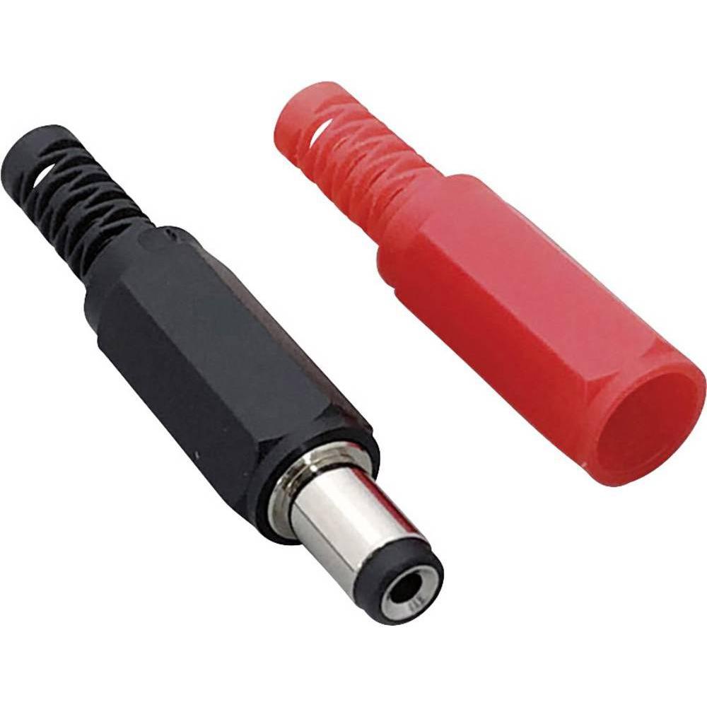 BKL Electronic Niedervoltstecker mit farbiger Tülle, Elektronikkabel + Stecker, Schwarz, Rot