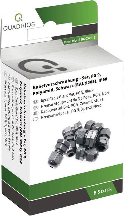 Produktbild Quadrios Mini-Kabelverschraubungs-Sortiment, - PG 9 8 Stück