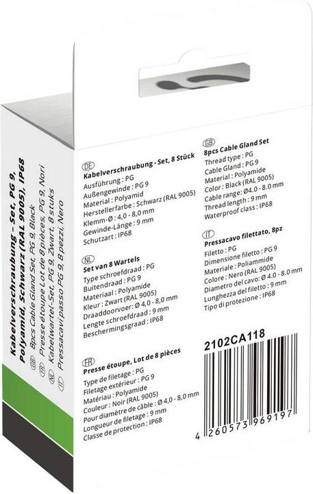 Produktbild Quadrios Mini-Kabelverschraubungs-Sortiment, - PG 9 8 Stück