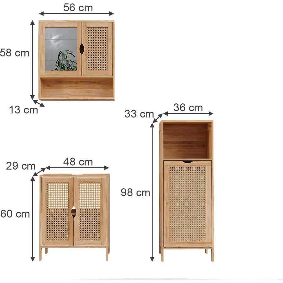 Thumbnail - Vichy, Badmöbelset, Badmöbel-Set Liora, Bambus, 3 Teile