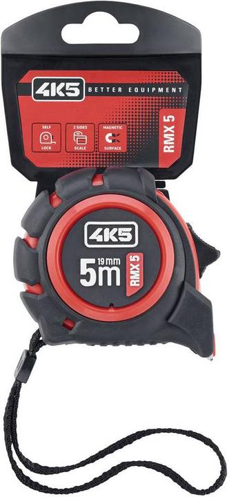 Productafbeelding 4K5 Robuuste rolbandmaat aan beide zijden bedrukt met magnetische eindhaken (5 m)