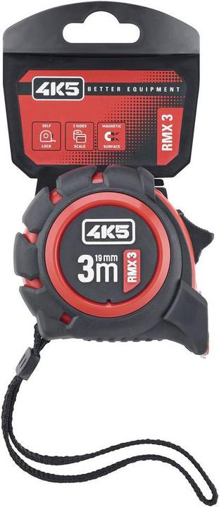 Actual product image 4K5 Robust roller tape measure printed on both sides with magnetic end hook (3 m)