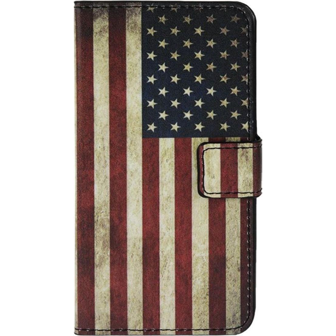 König Design Schutzhülle Handytasche (Flip Quer) für Handy LG L Fino D290N D295 Retro Fahne USA (LG L FIno), Smartphone ...