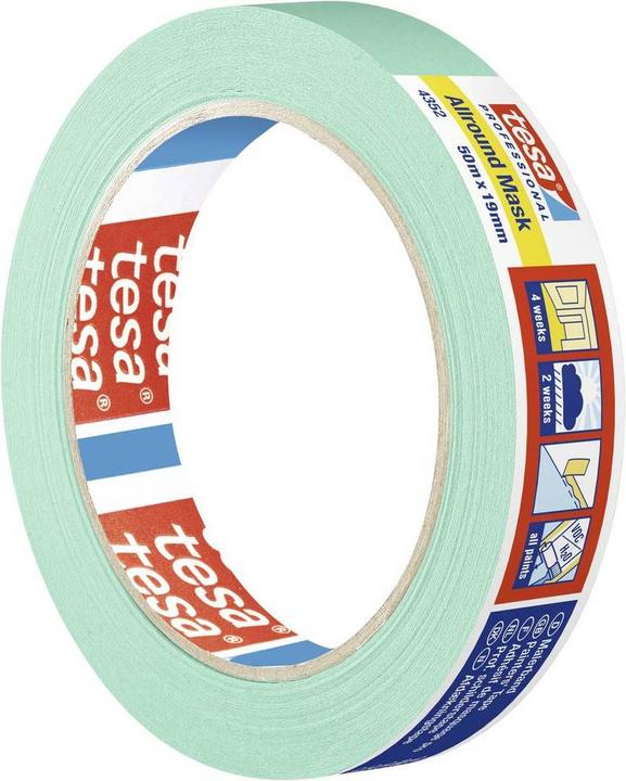 Actual product image tesa PROFESSIONAL 4352 Allround Mask - Painter's masking tape for sharp paint edges 50m:19mm (19 mm)