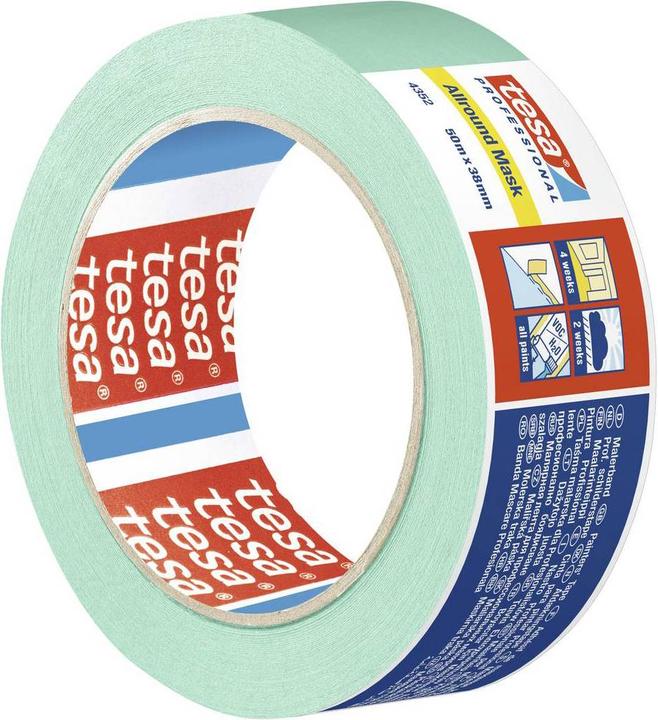 Actual product image tesa PROFESSIONAL 4352 Allround Mask - Painter's masking tape for sharp paint edges 50m:38mm (38 mm)