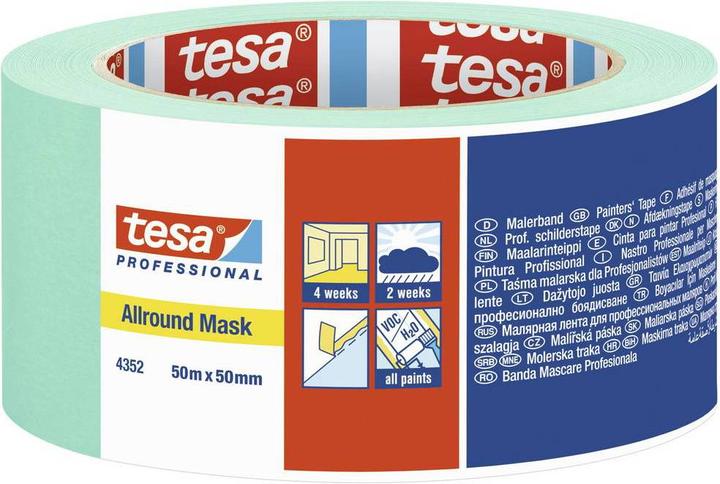 Actual product image tesa PROFESSIONAL 4352 Allround Mask - Painter's masking tape for sharp paint edges 50m:50mm (50 mm)