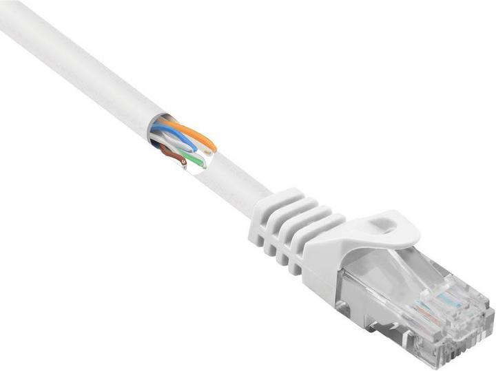 Actual product image Basetech RJ45 BT-2272260 Network cable, patch cable CAT 5e U/UTP 10.00 m White with latching nose protection (U/UTP, CAT5e, 10 m)