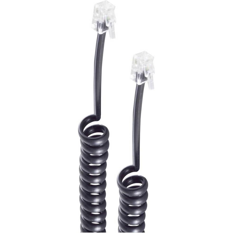 Shiverpeaks -BASIC-S-Telefonhörer Spiralkabel-Kabel 2x 4P4C, schwarz, 2,0m, Telefon Zubehör