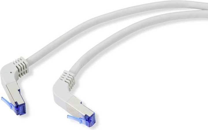 Actual product image Renkforce CAT 6A S/FTP patch cable angled to angled, 0.25 M (S/FTP, CAT6a, 0.25 m)