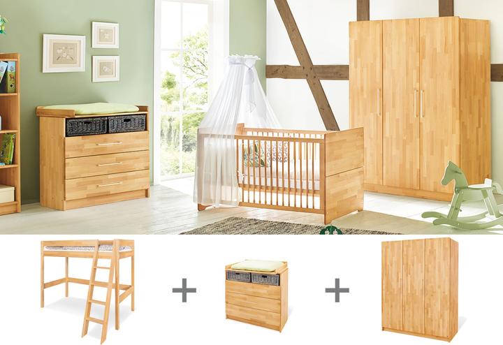 Immagine prodotto Pinolino Camera per ragazzi "Natura" ampia con letto a soppalco, 3 pezzi. (Armadi bambini)