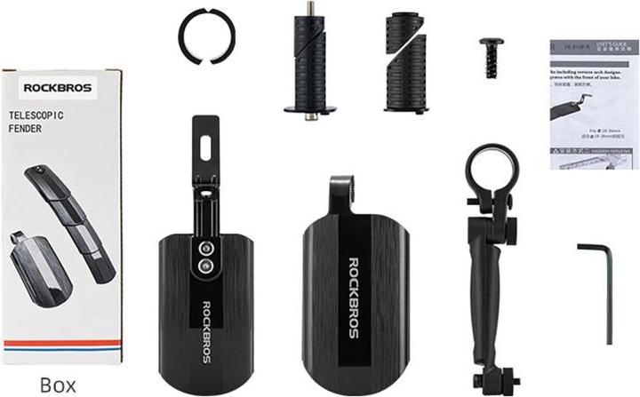 Rockbros Zestaw błotników rowerowych FK-810 składane teleskopowe - czarny (Schutzblech Set)