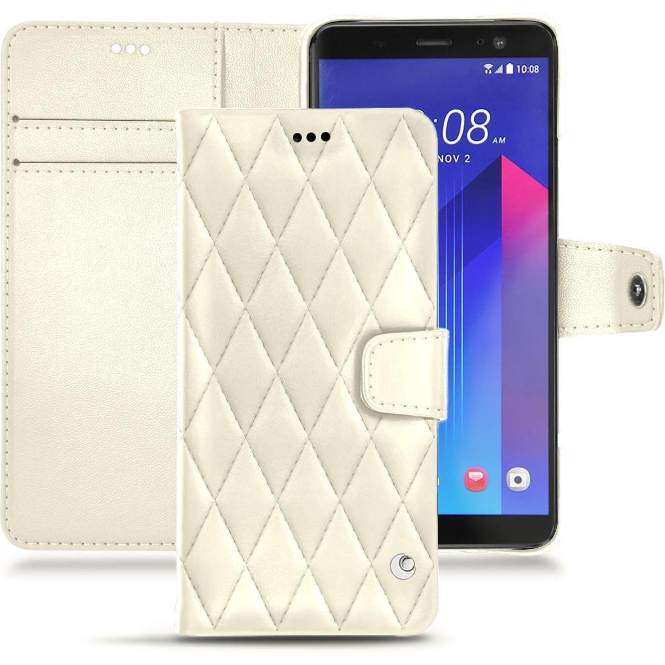 Noreve Lederschutzhülle Wallet (HTC U11+), Smartphone Hülle, Weiss