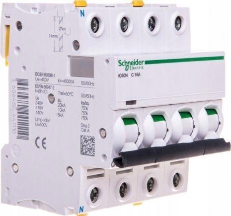 Image du produit Schneider Electric Acti9 iC60N MCB 3+N Pole 16A Curve C