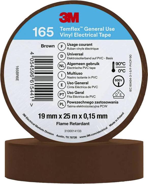 Productafbeelding 3M Temflex vinyl isolatietape 165, 19 mm x 25 m (19 mm)